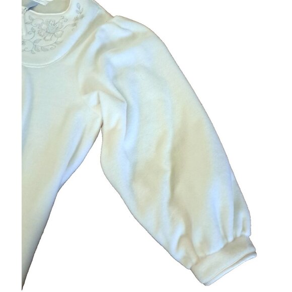 Erika Taylor Robe Full Zip Ivory Fleece Embroidered Pockets Soft Comfort Large - Picture 4 of 6